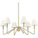 Kennedy 6 Light 34.63 inch Brushed Champagne Bronze Chandelier Ceiling Light in Ivory Linen